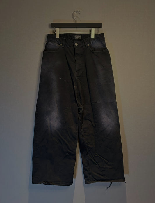 Balenciaga SS22 Distressed Wide Leg Jeans