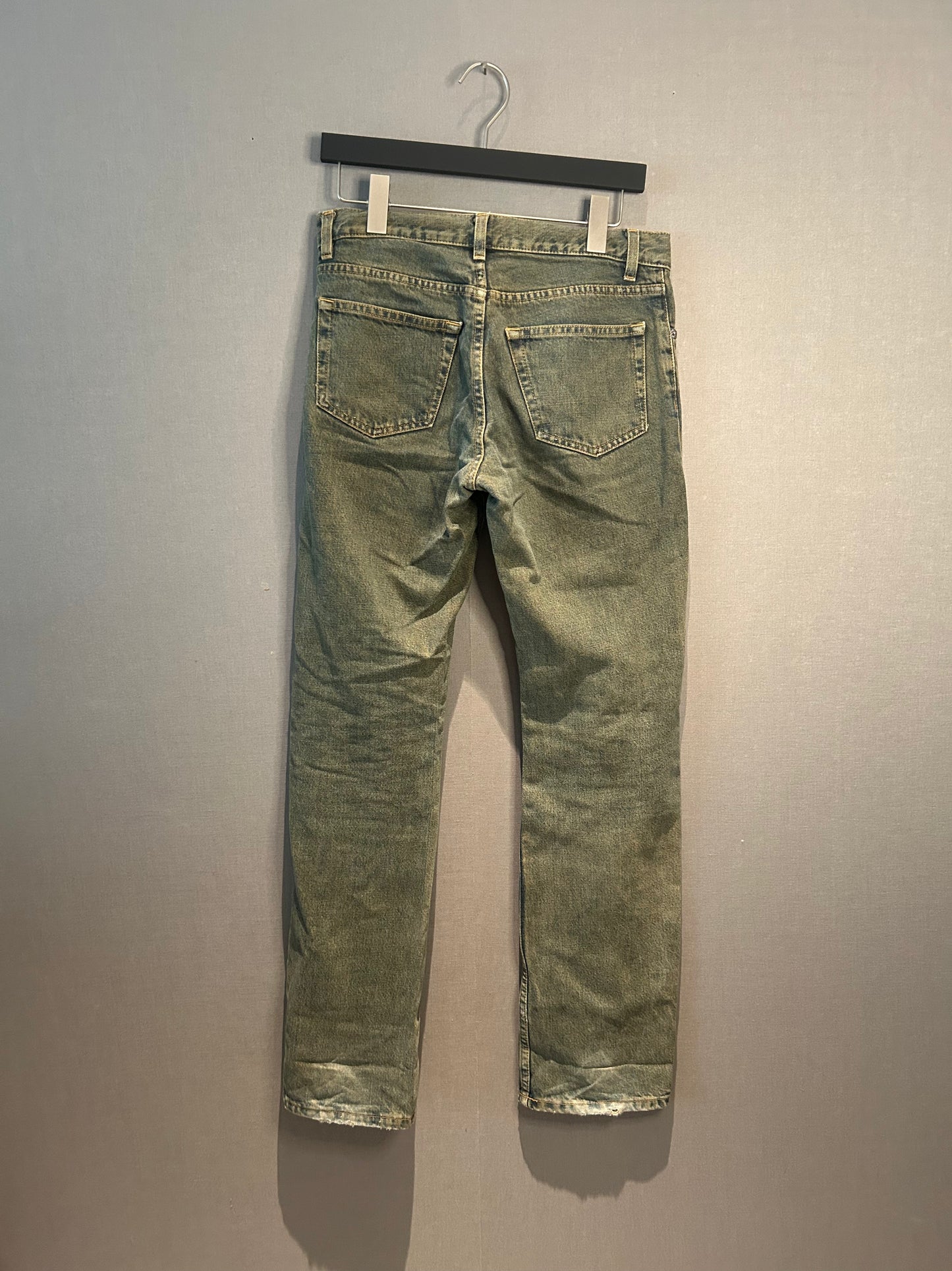 1998 HELMUT LANG OLIVE STAINED JEANS