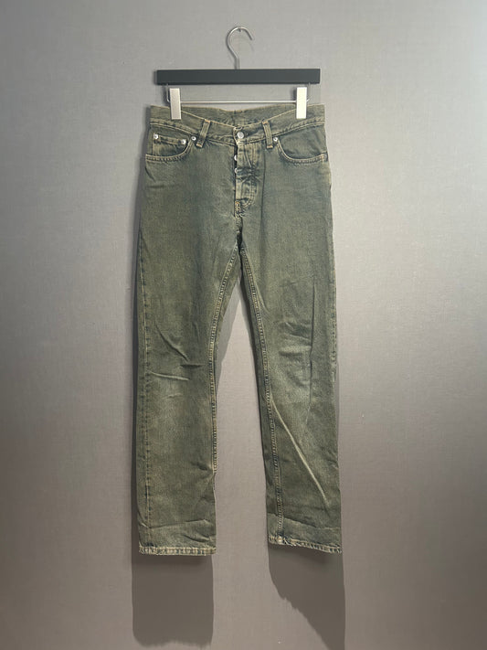 1998 HELMUT LANG OLIVE STAINED JEANS